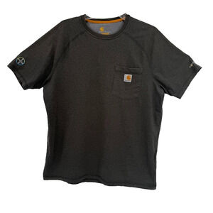 Carhartt Force T Shirt Mens Large Gray Relaxed Fit Pocket Tee Bayer Logo